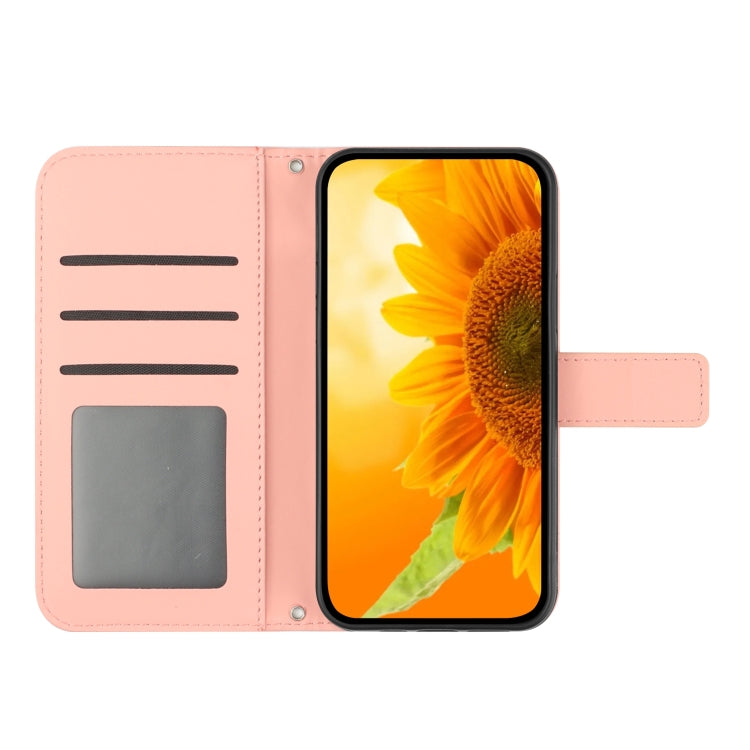 For Xiaomi Redmi 12 5G Skin Feel Sun Flower Embossed Flip Leather Phone Case with Lanyard(Pink) - Xiaomi Cases by buy2fix | Online Shopping UK | buy2fix