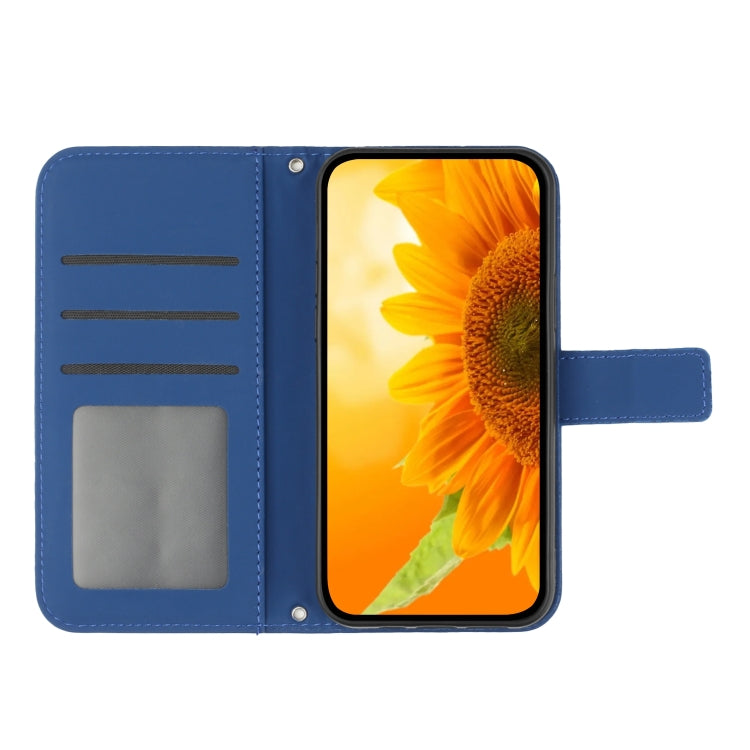 For Xiaomi 14 Skin Feel Sun Flower Embossed Flip Leather Phone Case with Lanyard(Dark Blue) - 14 Cases by buy2fix | Online Shopping UK | buy2fix