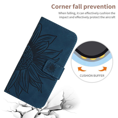 For Xiaomi Redmi 13C 5G Skin Feel Sun Flower Embossed Flip Leather Phone Case with Lanyard(Inky Blue) - 13C Cases by buy2fix | Online Shopping UK | buy2fix