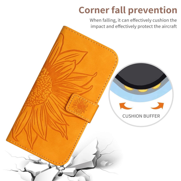 For Xiaomi Redmi 13C 5G Skin Feel Sun Flower Embossed Flip Leather Phone Case with Lanyard(Yellow) - 13C Cases by buy2fix | Online Shopping UK | buy2fix