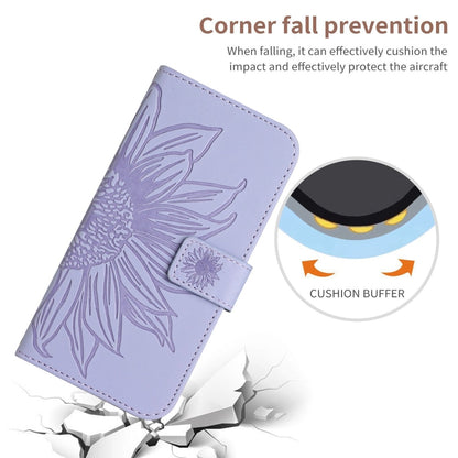 For Xiaomi Redmi 13C 5G Skin Feel Sun Flower Embossed Flip Leather Phone Case with Lanyard(Purple) - 13C Cases by buy2fix | Online Shopping UK | buy2fix