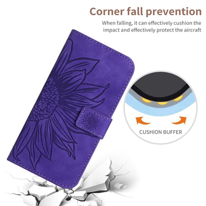 For Xiaomi Redmi Note 13 Pro 4G Global Skin Feel Sun Flower Embossed Flip Leather Phone Case with Lanyard(Dark Purple) - Note 13 Pro Cases by buy2fix | Online Shopping UK | buy2fix