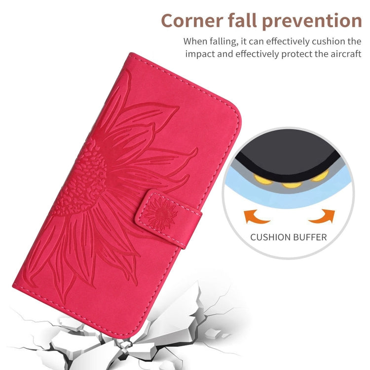 For Xiaomi Redmi Note 13 Pro 4G Global Skin Feel Sun Flower Embossed Flip Leather Phone Case with Lanyard(Rose Red) - Note 13 Pro Cases by buy2fix | Online Shopping UK | buy2fix