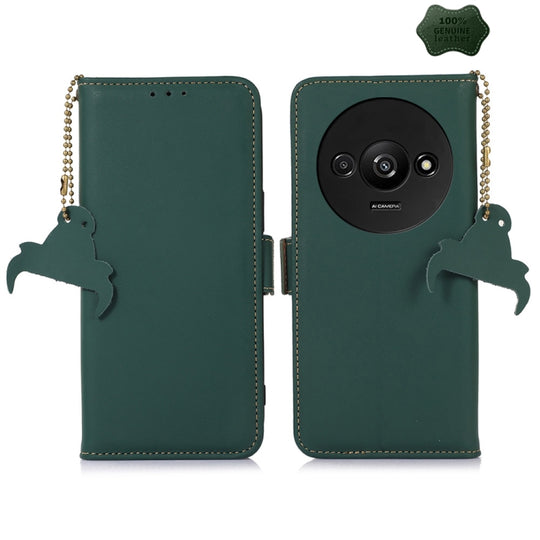 For Xiaomi Redmi A3 Genuine Leather Magnetic RFID Leather Phone Case(Green)