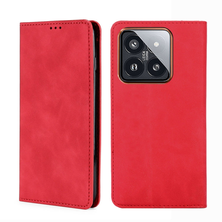 For Xiaomi 14 Pro Skin Feel Magnetic Leather Phone Case(Red) - 14 Pro Cases by buy2fix | Online Shopping UK | buy2fix