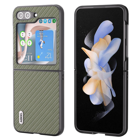 For Samsung Galaxy Z Flip6 / Flip7 FE ABEEL Carbon Fiber Texture Protective Phone Case(Green)