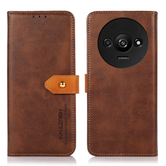 For Xiaomi Redmi A3 KHAZNEH Cowhide Texture Flip Leather Phone Case(Brown) - Xiaomi Cases by buy2fix | Online Shopping UK | buy2fix