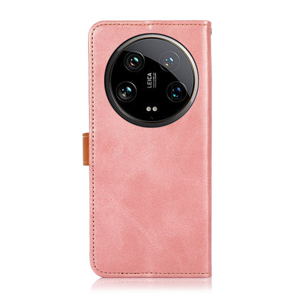 For Xiaomi 14 Ultra KHAZNEH Cowhide Texture Flip Leather Phone Case(Rose Gold) - 14 Ultra Cases by buy2fix | Online Shopping UK | buy2fix