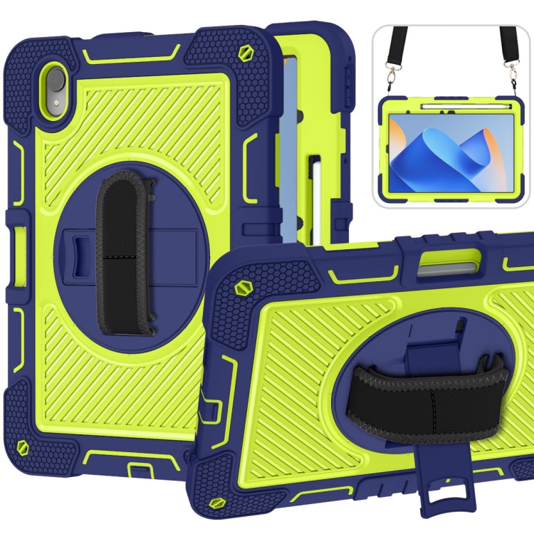 For Huawei MatePad 11 2023 360 Degree Rotation PC Contrast Silicone Tablet Case(Navy Blue + Yellow Green) - Huawei by buy2fix | Online Shopping UK | buy2fix