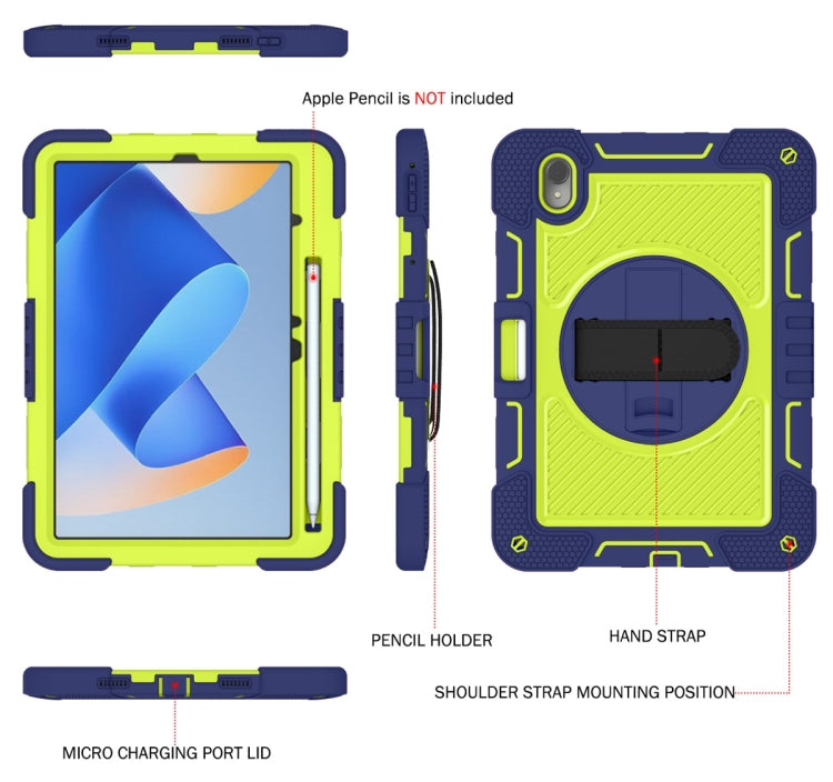 For Huawei MatePad 11 2023 360 Degree Rotation PC Contrast Silicone Tablet Case(Navy Blue + Yellow Green) - Huawei by buy2fix | Online Shopping UK | buy2fix