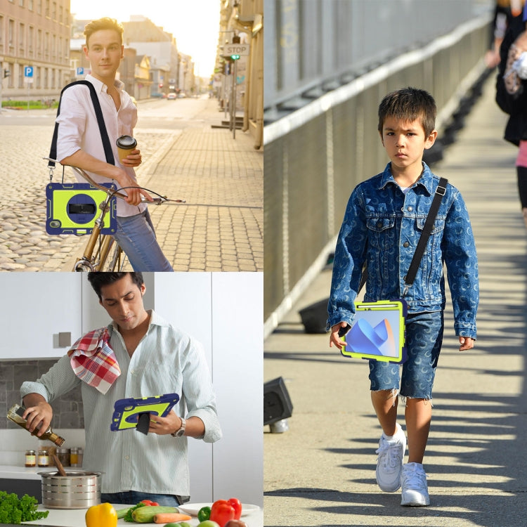 For Huawei MatePad 11 2023 360 Degree Rotation PC Contrast Silicone Tablet Case(Navy Blue + Yellow Green) - Huawei by buy2fix | Online Shopping UK | buy2fix