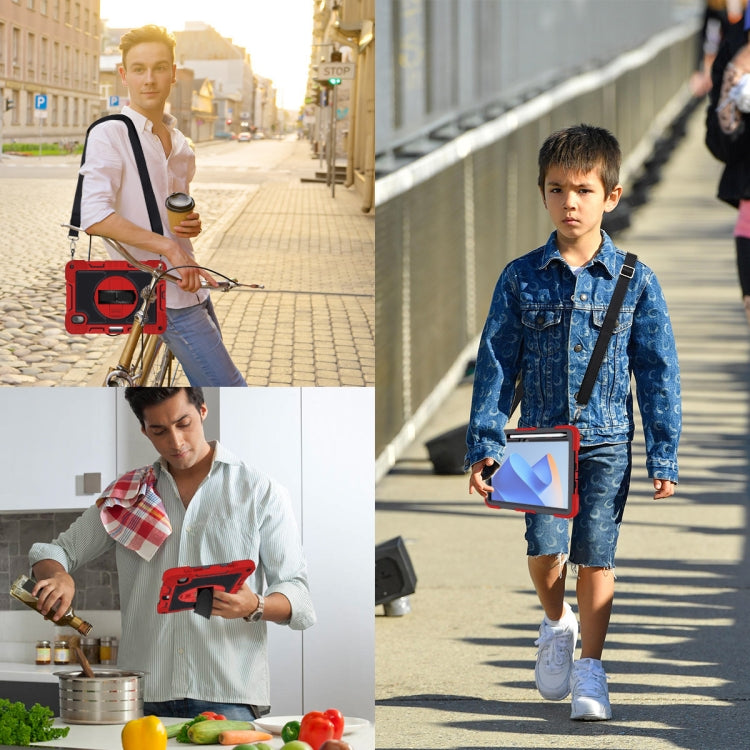 For Huawei MatePad 11 2023 360 Degree Rotation PC Contrast Silicone Tablet Case(Red + Black) - Huawei by buy2fix | Online Shopping UK | buy2fix