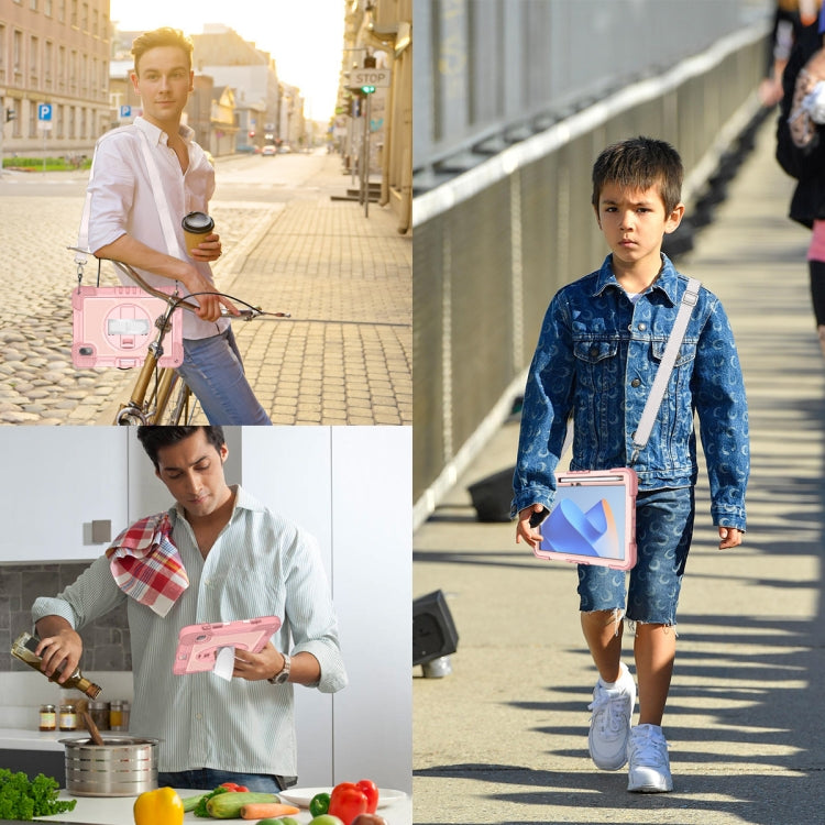 For Huawei MatePad 11 2023 360 Degree Rotation PC Contrast Silicone Tablet Case(Rose Gold) - Huawei by buy2fix | Online Shopping UK | buy2fix