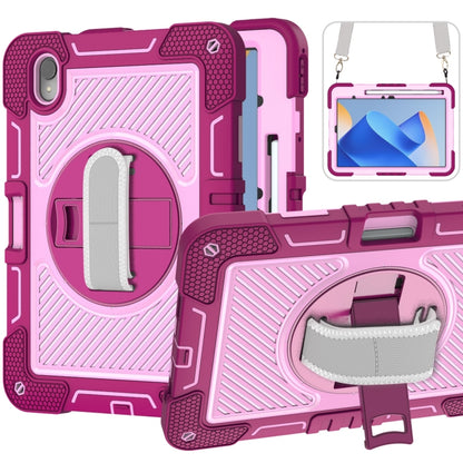 For Huawei MatePad 11 2023 360 Degree Rotation PC Contrast Silicone Tablet Case(Rose Red + Pink) - Huawei by buy2fix | Online Shopping UK | buy2fix