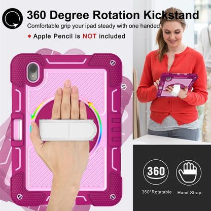 For Huawei MatePad 11 2023 360 Degree Rotation PC Contrast Silicone Tablet Case(Rose Red + Pink) - Huawei by buy2fix | Online Shopping UK | buy2fix