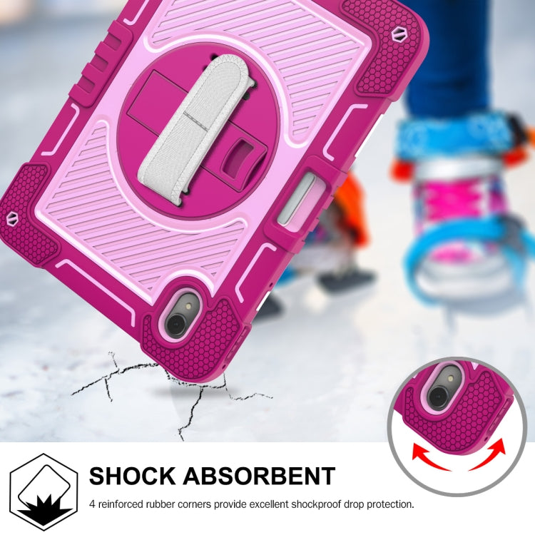 For Huawei MatePad 11 2023 360 Degree Rotation PC Contrast Silicone Tablet Case(Rose Red + Pink) - Huawei by buy2fix | Online Shopping UK | buy2fix