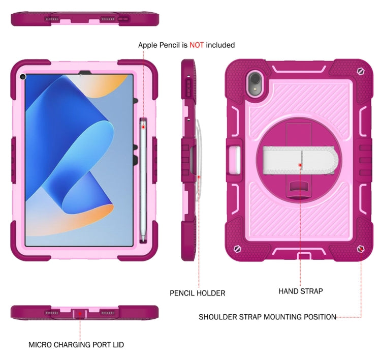 For Huawei MatePad 11 2023 360 Degree Rotation PC Contrast Silicone Tablet Case(Rose Red + Pink) - Huawei by buy2fix | Online Shopping UK | buy2fix