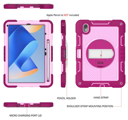 For Huawei MatePad 11 2023 360 Degree Rotation PC Contrast Silicone Tablet Case(Rose Red + Pink) - Huawei by buy2fix | Online Shopping UK | buy2fix