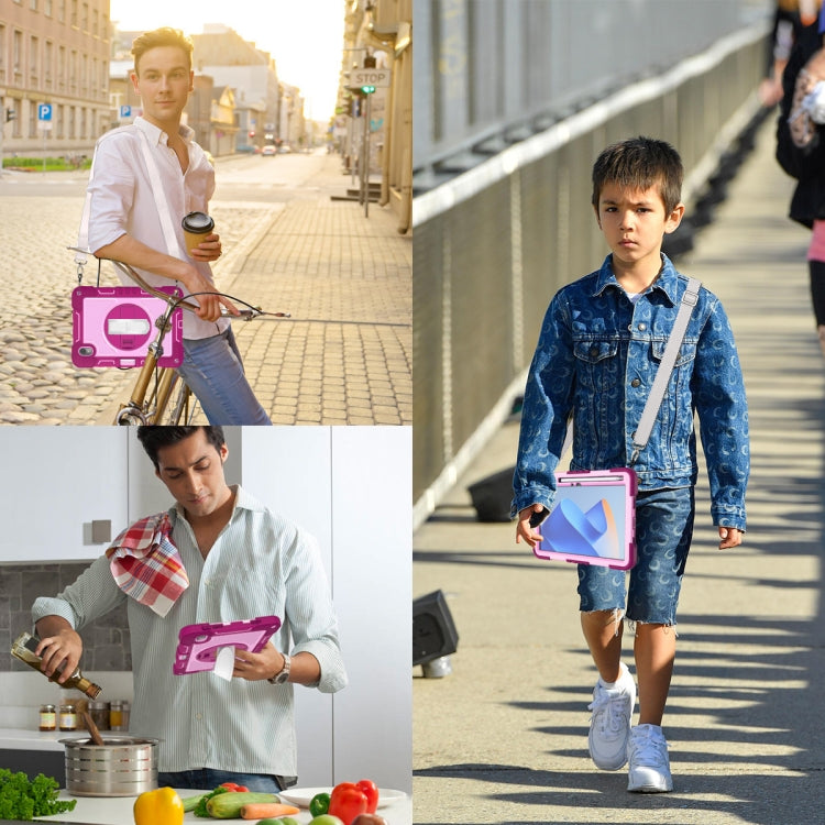 For Huawei MatePad 11 2023 360 Degree Rotation PC Contrast Silicone Tablet Case(Rose Red + Pink) - Huawei by buy2fix | Online Shopping UK | buy2fix