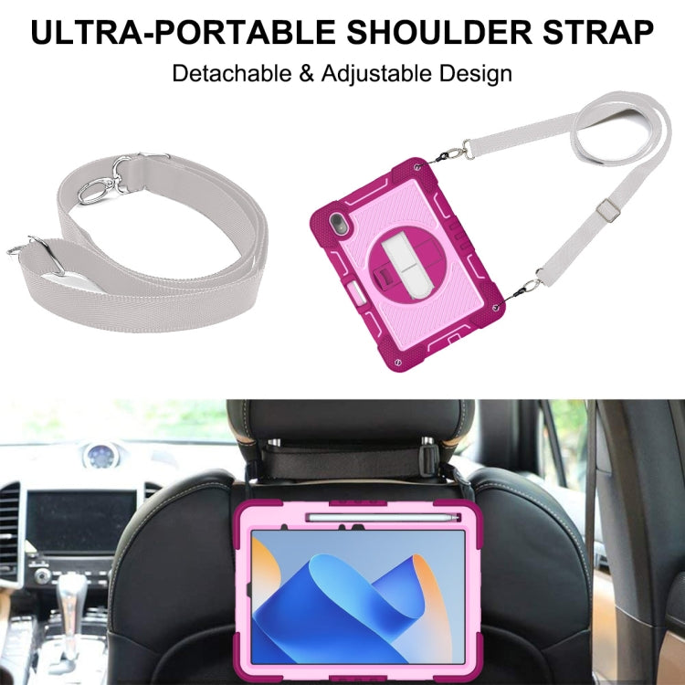 For Huawei MatePad 11 2023 360 Degree Rotation PC Contrast Silicone Tablet Case(Rose Red + Pink) - Huawei by buy2fix | Online Shopping UK | buy2fix