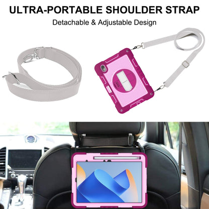 For Huawei MatePad 11 2023 360 Degree Rotation PC Contrast Silicone Tablet Case(Rose Red + Pink) - Huawei by buy2fix | Online Shopping UK | buy2fix