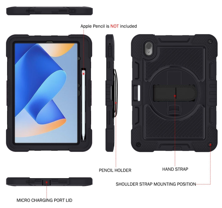 For Huawei MatePad 11 2023 360 Degree Rotation PC Contrast Silicone Tablet Case(Black) - Huawei by buy2fix | Online Shopping UK | buy2fix