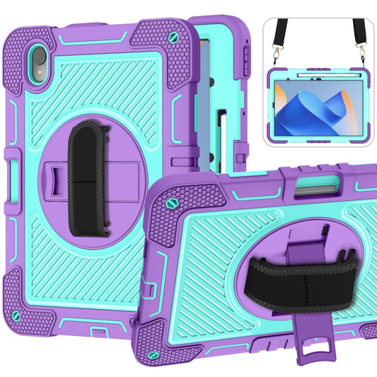 For Huawei MatePad 11 2023 360 Degree Rotation PC Contrast Silicone Tablet Case(Purple + Mint Green) - Huawei by buy2fix | Online Shopping UK | buy2fix