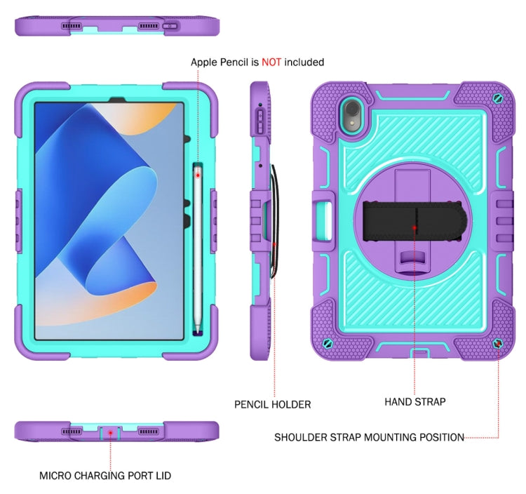 For Huawei MatePad 11 2023 360 Degree Rotation PC Contrast Silicone Tablet Case(Purple + Mint Green) - Huawei by buy2fix | Online Shopping UK | buy2fix