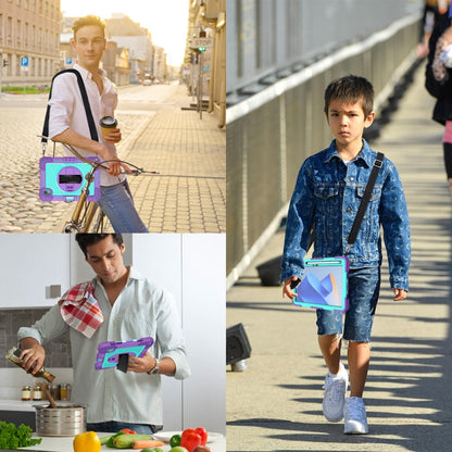 For Huawei MatePad 11 2023 360 Degree Rotation PC Contrast Silicone Tablet Case(Purple + Mint Green) - Huawei by buy2fix | Online Shopping UK | buy2fix