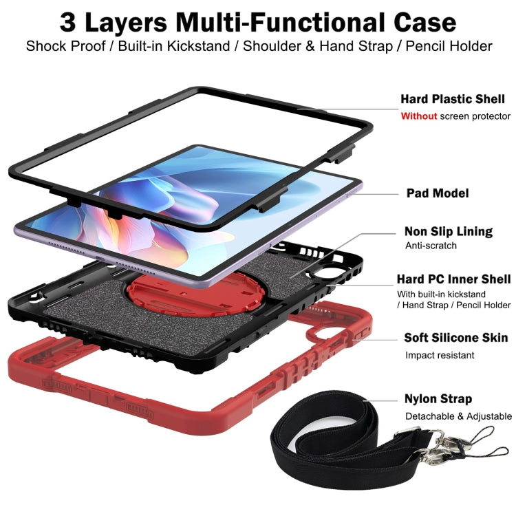 For Huawei MatePad 11.5 2023 360 Degree Rotation PC Contrast Silicone Tablet Case(Red + Black) - Huawei by buy2fix | Online Shopping UK | buy2fix