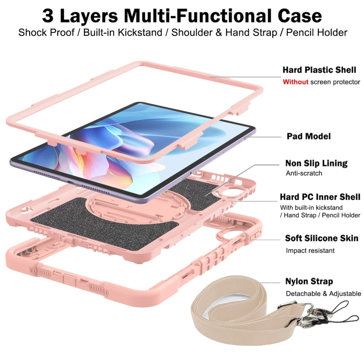 For Huawei MatePad 11.5 2023 360 Degree Rotation PC Contrast Silicone Tablet Case(Rose Gold) - Huawei by buy2fix | Online Shopping UK | buy2fix