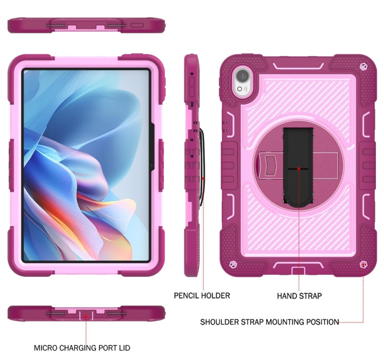 For Huawei MatePad 11.5 2023 360 Degree Rotation PC Contrast Silicone Tablet Case(Rose Red + Pink) - Huawei by buy2fix | Online Shopping UK | buy2fix