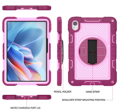 For Huawei MatePad 11.5 2023 360 Degree Rotation PC Contrast Silicone Tablet Case(Rose Red + Pink) - Huawei by buy2fix | Online Shopping UK | buy2fix