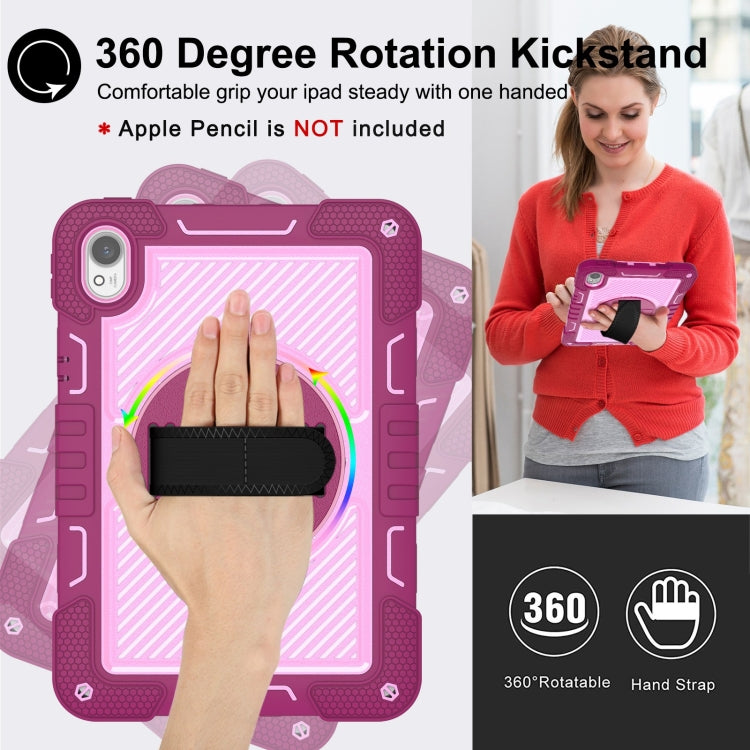 For Huawei MatePad 11.5 2023 360 Degree Rotation PC Contrast Silicone Tablet Case(Rose Red + Pink) - Huawei by buy2fix | Online Shopping UK | buy2fix