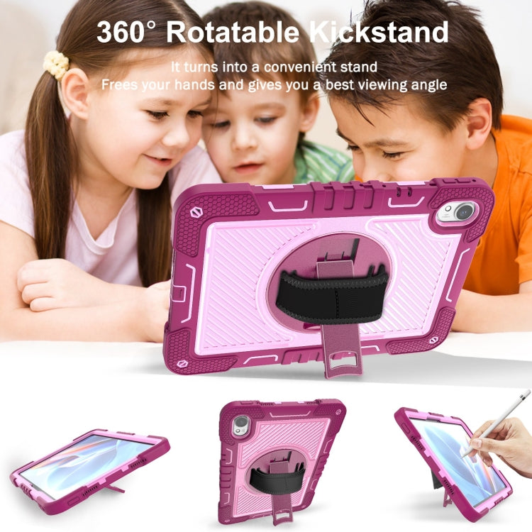 For Huawei MatePad 11.5 2023 360 Degree Rotation PC Contrast Silicone Tablet Case(Rose Red + Pink) - Huawei by buy2fix | Online Shopping UK | buy2fix