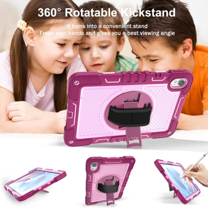 For Huawei MatePad 11.5 2023 360 Degree Rotation PC Contrast Silicone Tablet Case(Rose Red + Pink) - Huawei by buy2fix | Online Shopping UK | buy2fix