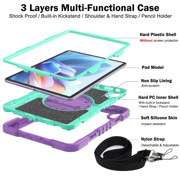 For Huawei MatePad 11.5 2023 360 Degree Rotation PC Contrast Silicone Tablet Case(Purple + Mint Green) - Huawei by buy2fix | Online Shopping UK | buy2fix