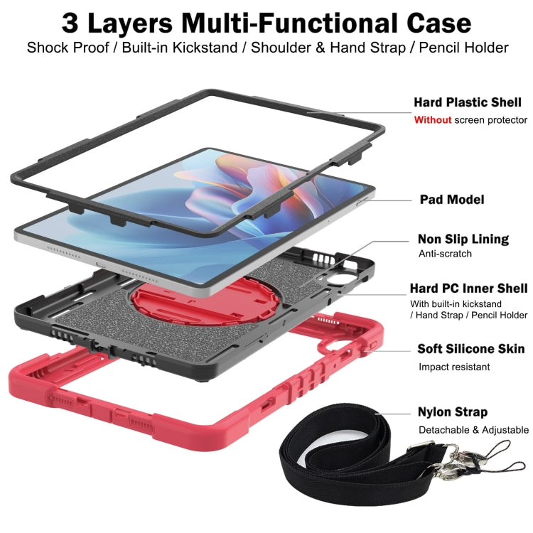 For Huawei MatePad SE 11 360 Degree Rotation PC Contrast Silicone Tablet Case(Red + Black) - Huawei by buy2fix | Online Shopping UK | buy2fix