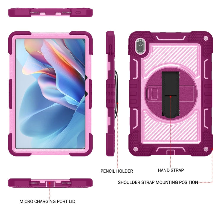 For Huawei MatePad SE 11 360 Degree Rotation PC Contrast Silicone Tablet Case(Rose Red + Pink) - Huawei by buy2fix | Online Shopping UK | buy2fix