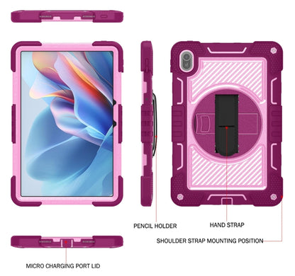 For Huawei MatePad SE 11 360 Degree Rotation PC Contrast Silicone Tablet Case(Rose Red + Pink) - Huawei by buy2fix | Online Shopping UK | buy2fix