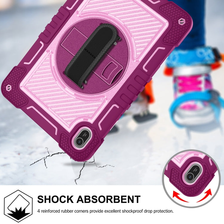 For Huawei MatePad SE 11 360 Degree Rotation PC Contrast Silicone Tablet Case(Rose Red + Pink) - Huawei by buy2fix | Online Shopping UK | buy2fix