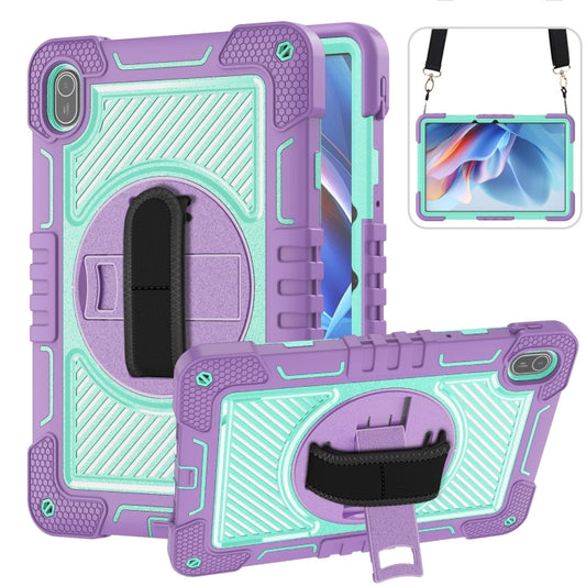 For Huawei MatePad SE 11 360 Degree Rotation PC Contrast Silicone Tablet Case(Purple + Mint Green) - Huawei by buy2fix | Online Shopping UK | buy2fix