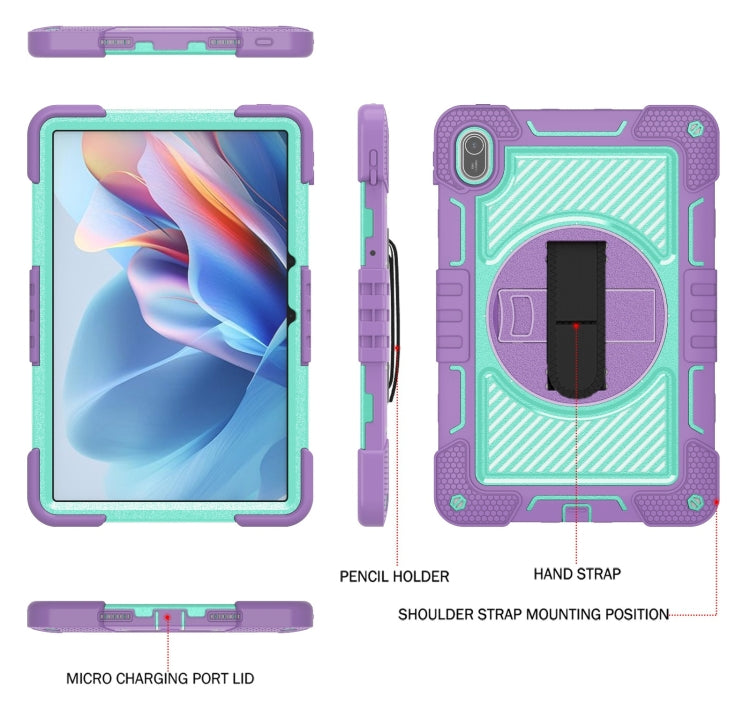For Huawei MatePad SE 11 360 Degree Rotation PC Contrast Silicone Tablet Case(Purple + Mint Green) - Huawei by buy2fix | Online Shopping UK | buy2fix