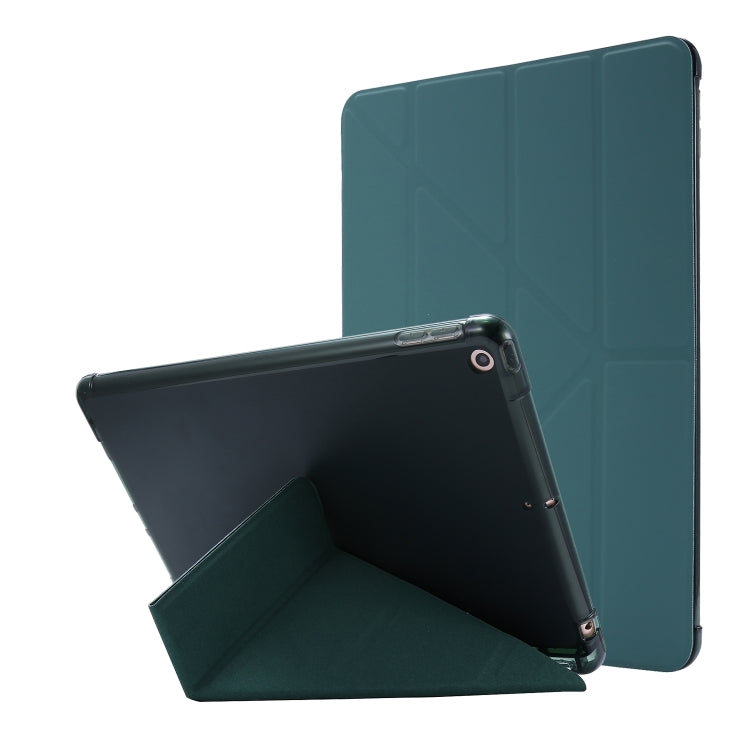 For iPad 10.2 2021 / 2020 / 2019 Airbag Deformation Horizontal Flip Leather Case with Holder & Pen Holder(Dark Green) - iPad 10.2 Cases by buy2fix | Online Shopping UK | buy2fix