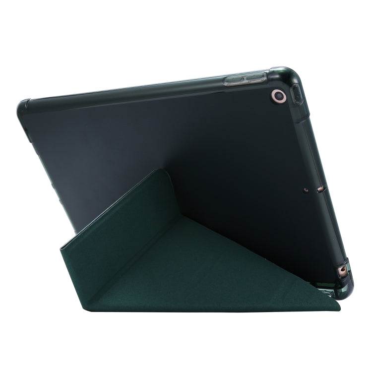 For iPad 10.2 2021 / 2020 / 2019 Airbag Deformation Horizontal Flip Leather Case with Holder & Pen Holder(Dark Green) - iPad 10.2 Cases by buy2fix | Online Shopping UK | buy2fix