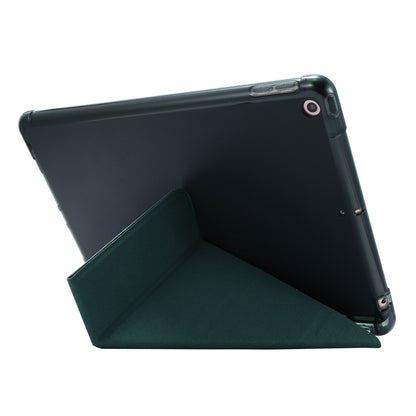 For iPad 10.2 2021 / 2020 / 2019 Airbag Deformation Horizontal Flip Leather Case with Holder & Pen Holder(Dark Green) - iPad 10.2 Cases by buy2fix | Online Shopping UK | buy2fix