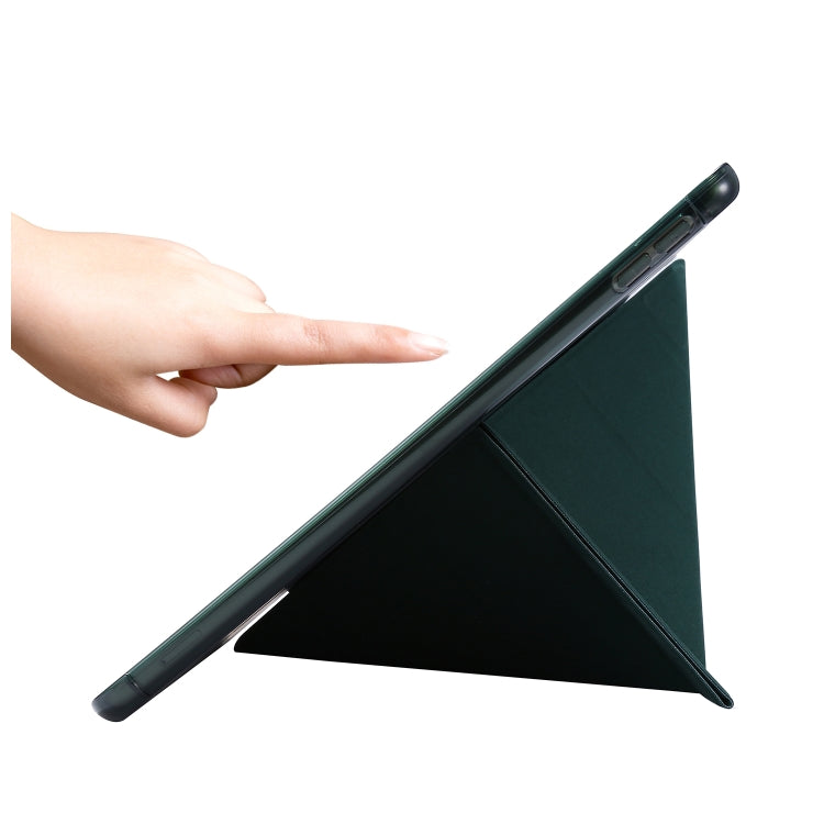 For iPad 10.2 2021 / 2020 / 2019 Airbag Deformation Horizontal Flip Leather Case with Holder & Pen Holder(Dark Green) - iPad 10.2 Cases by buy2fix | Online Shopping UK | buy2fix