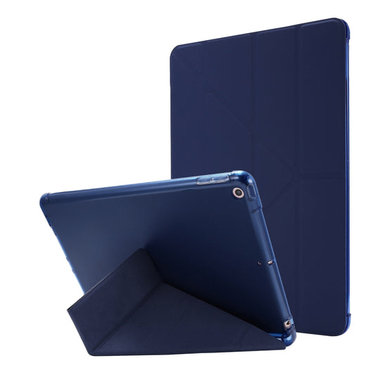 For iPad 10.2 2021 / 2020 / 2019 Airbag Deformation Horizontal Flip Leather Case with Holder & Pen Holder(Dark Blue) - iPad 10.2 Cases by buy2fix | Online Shopping UK | buy2fix