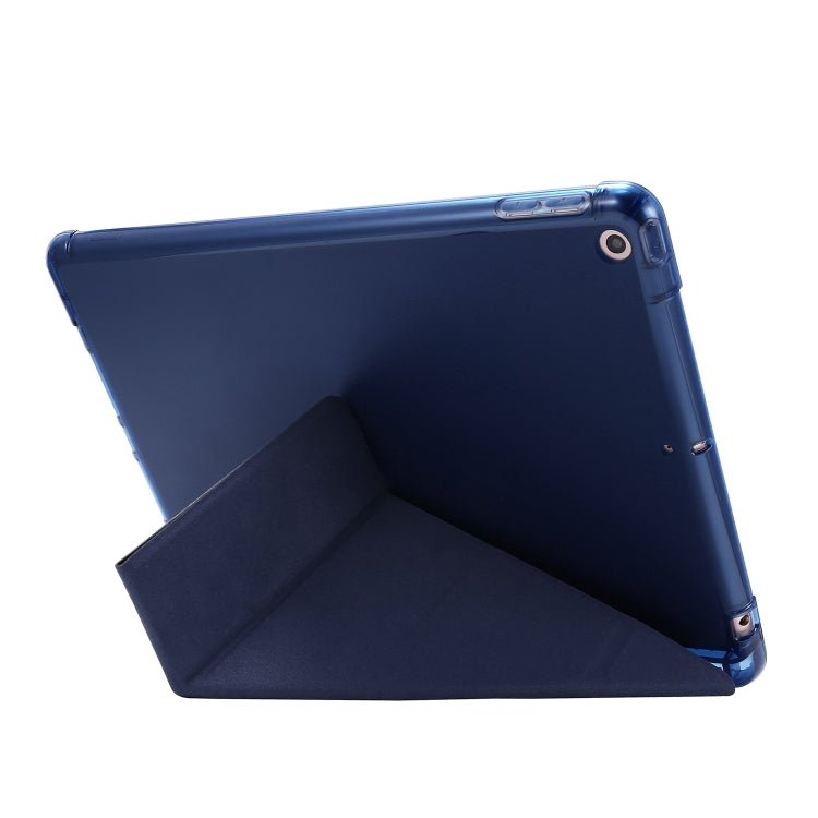For iPad 10.2 2021 / 2020 / 2019 Airbag Deformation Horizontal Flip Leather Case with Holder & Pen Holder(Dark Blue) - iPad 10.2 Cases by buy2fix | Online Shopping UK | buy2fix