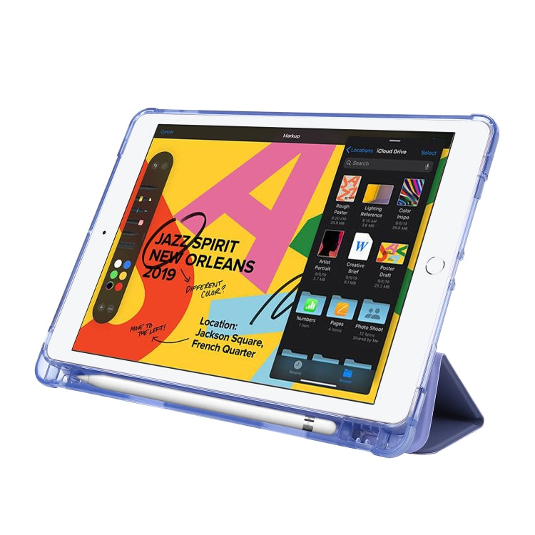 For iPad 10.2 2021 / 2020 / 2019 Airbag Deformation Horizontal Flip Leather Case with Holder & Pen Holder(Purple) - iPad 10.2 Cases by buy2fix | Online Shopping UK | buy2fix